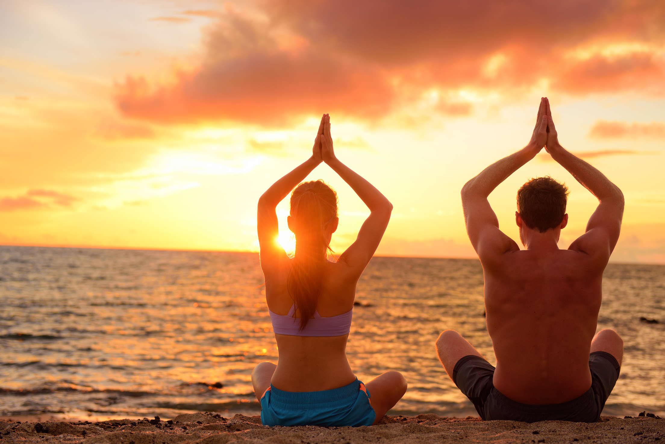 Yoga Couple Doing Meditation 
